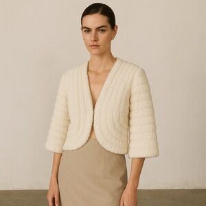 2000s Y2K rabbit fur shrug by BCBG Maxazria